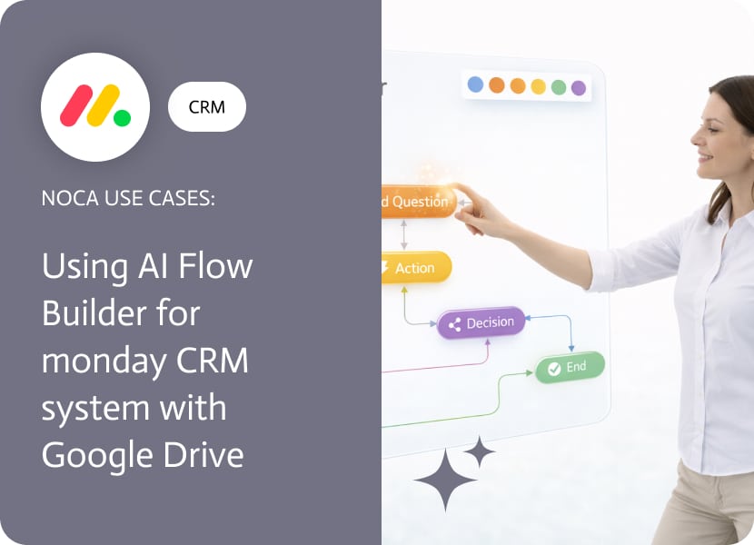 Noca | Using AI Flow Builder for monday CRM System with Google Drive